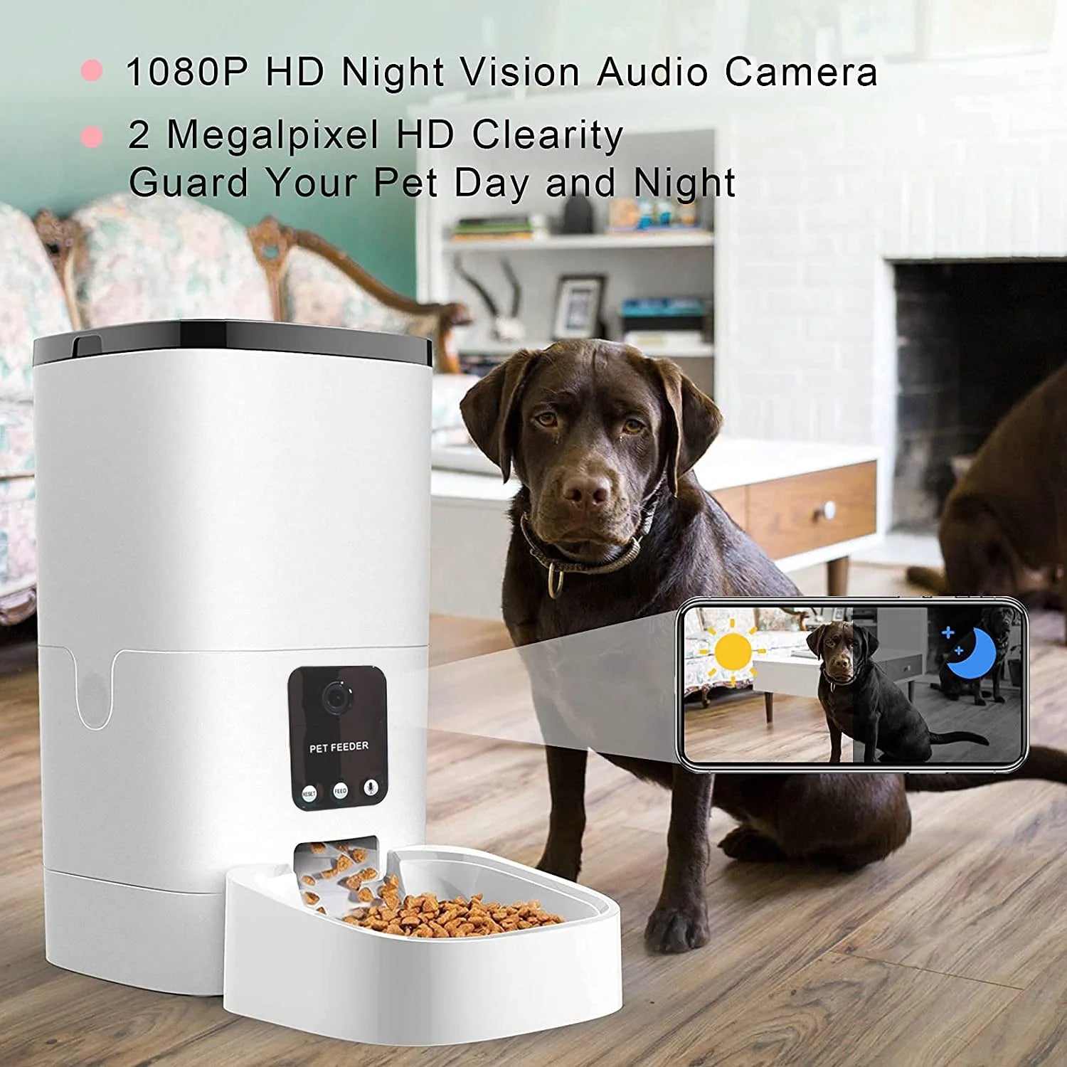 Smart Automatic Pet Feeder with 1080P Camera & Two-Way Audio