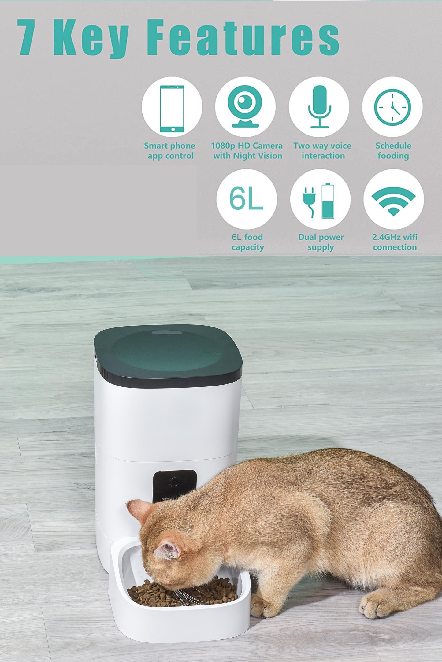 Smart Automatic Pet Feeder with 1080P Camera & Two-Way Audio