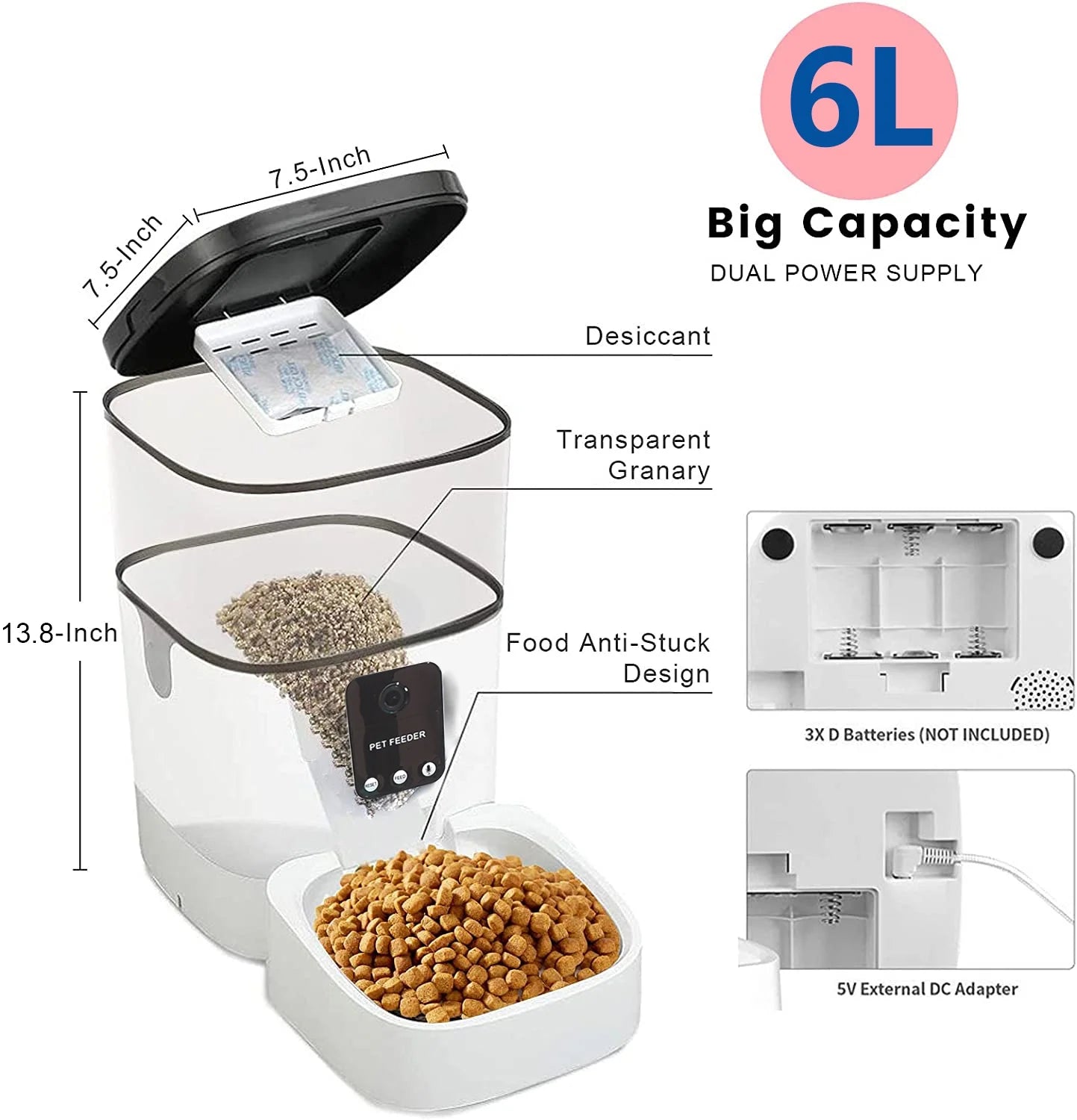 Smart Automatic Pet Feeder with 1080P Camera & Two-Way Audio